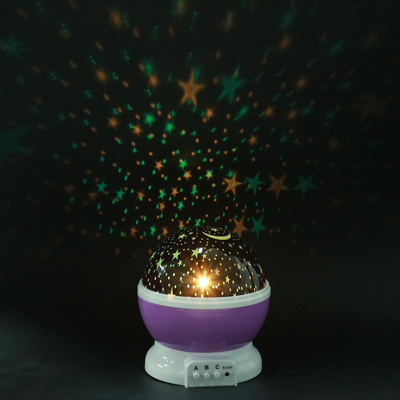 Rotating Projector Starry Night Lamp Projection LED Lights Xmas Gift(Purple