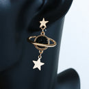 Long Temperament Drop Dangle Earrings Star Moon Asymmetrical Stud Earring
