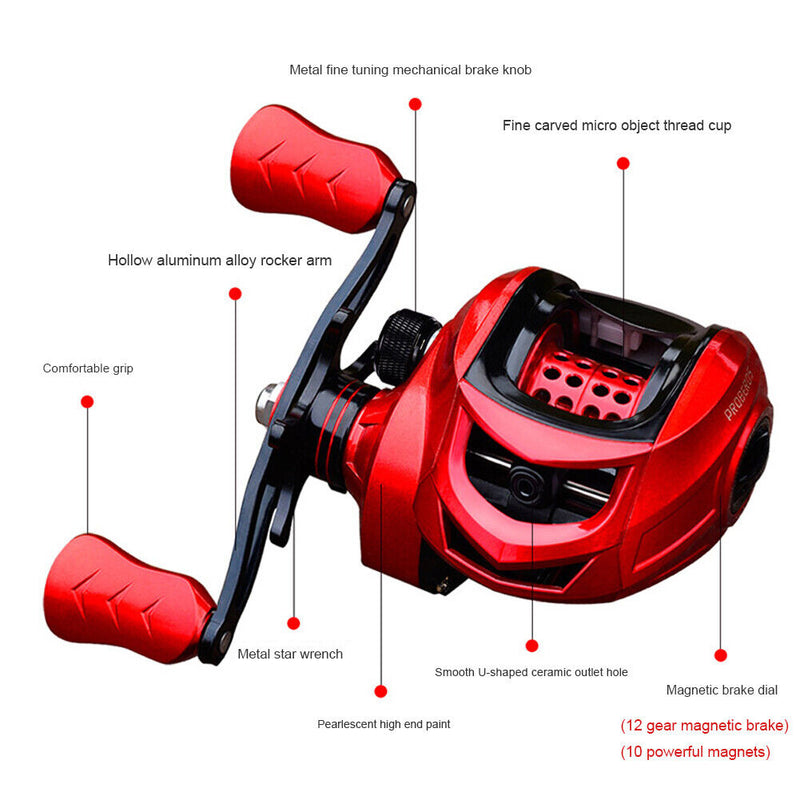 Metal Bait Casting Wheel 7.2:1 High Speed Sea Ocean Fishing Reel 10kg Max Drag