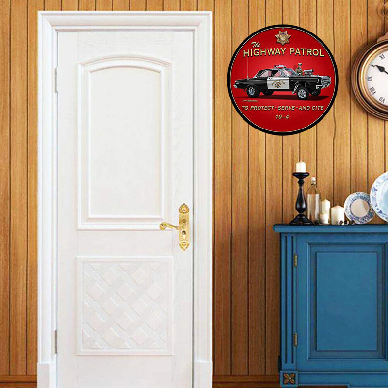 Highway Patrol Plate Round Metal Tin Sign Plate for Bar Pub Club Iron Painting