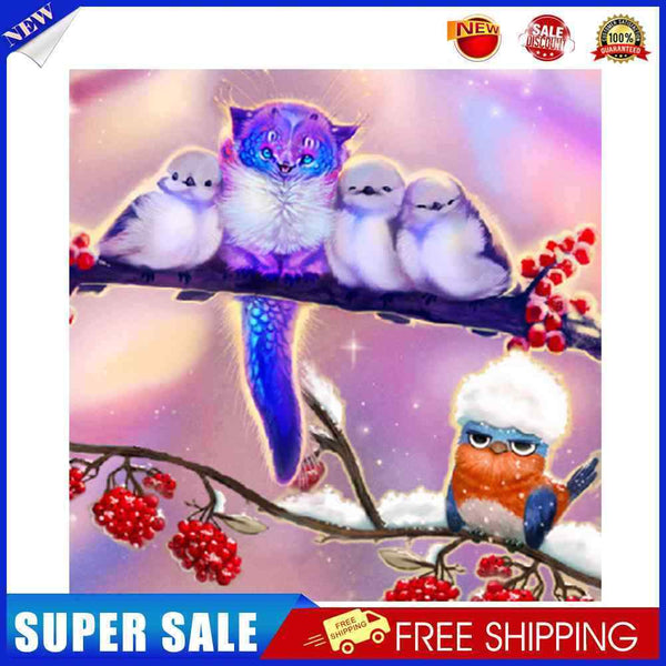 5D DIY Owl On Branch Mosaic Full Round Diamond Drawing Handmade Rhinestone Craft