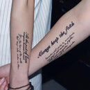 Waterproof Temporary Tattoos Sexy Romantic Tattoo Stickers  Letters Feather`