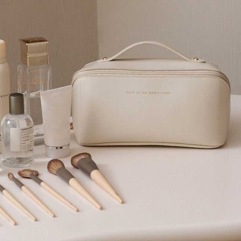 Women Cosmetic Bag Large Capacity Leather Cosmetic Organizer for Girls Travel
