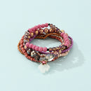 Ladies Beach Style Jewelry Multi Layers Beaded Alloy Bracelet Layered Pendant