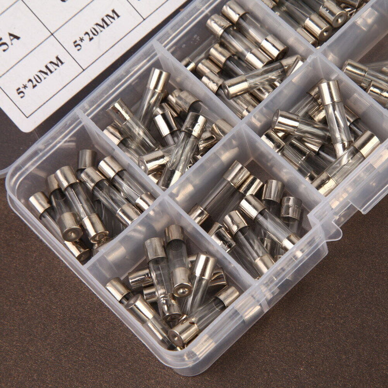 100PCS 5 x 20mm Fast Quick Blow Glass Tube Fuse Assortment Kit