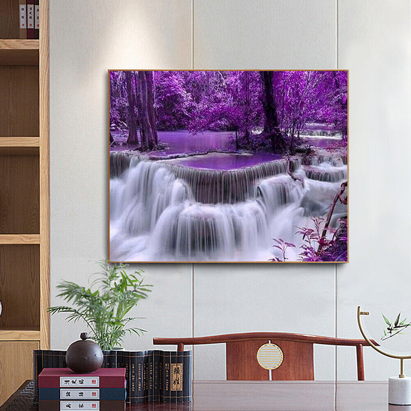 Paint By Numbers Purple Forest Waterfall DIY Acrylic Painting Kit (B964)