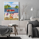 Lakeside Lounge Oil Paint By Numbers DIY Handpainted on Canvas Wall Arts