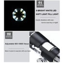 1600X Zoom 8 LED USB Microscope Digital Magnifier Endoscope Camera Video Stand#