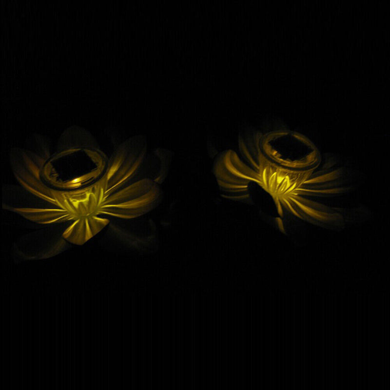 Lotus Solar Lights Flower Float Waterproof Outdoor Pond Pool Decor (White)