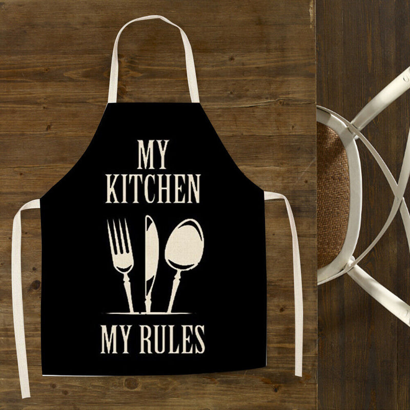 Cutlery Print Kitchen Linen Apron Sleeveless Waterproof Household Cleaning Bibs