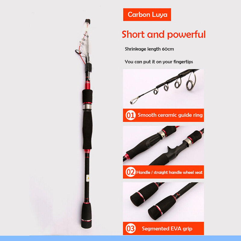 Telescopic Fishing Rod Lure Ultralight Carbon Fishing Pole (2.7m Spinning) Newly