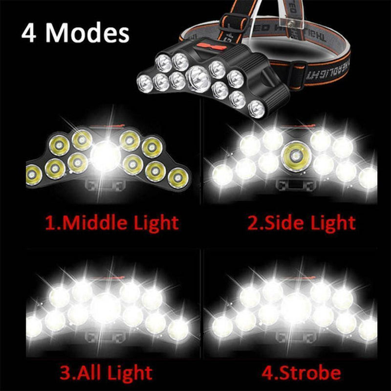 Waterproof Headlight Super Bright Head Torch 11LED CampingFishing Headlamp H4J9