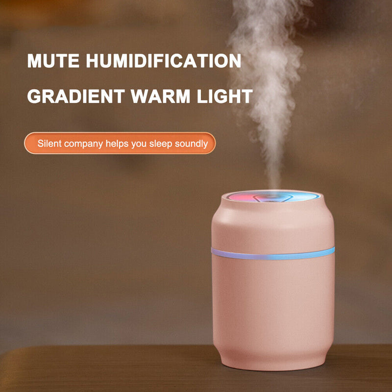 Portable Car Air Humidifier Dazzling LED Light Mist Aroma Diffuser (Pink)