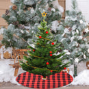 Christmas Tree 35 inch Cover Carpet Skirt Black Red Plaid Xmas Home Ornaments