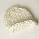 Winter Women Crochet Beanie Ball Hat Knitted Wool Ski Crochet Cap (White)