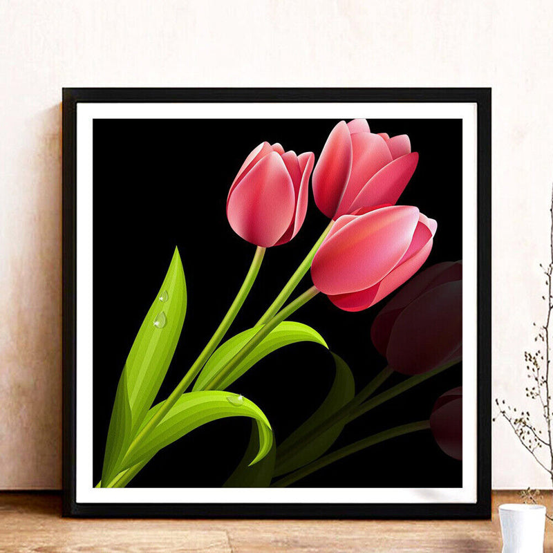 5D Full Round Drill Diamond Painting DIY Pink Tulip Wall Rhinestone Picture