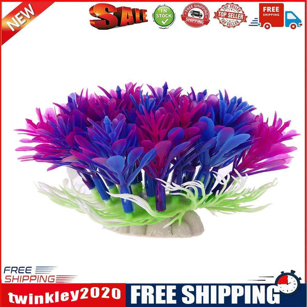 Aquarium Fish Tank Artificial Water Plant Ornaments Landscape Decor(Purple)