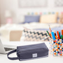 Large Capacity Pencil Case Bags Zipper Solid Stationery Box (Dark Grey) Newly