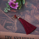 Women Fashion Multicolor Metal Triangle Retro Tassel Jewelry Earrings Red
