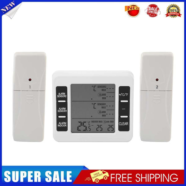 Wireless Digital Audible Alarm Refrigerator Thermometer with 2pcs Sensor