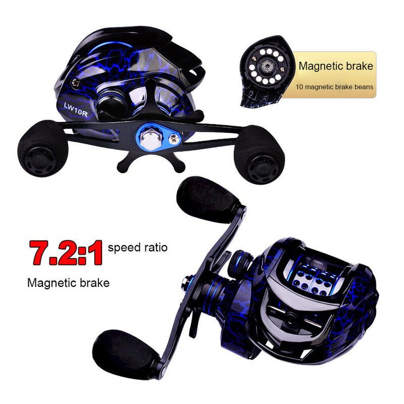 Baitcasting Reel 9+1BB 10kg Max Drag 7.2:1 Speed Sea Fishing Wheel (LW10L) Newly