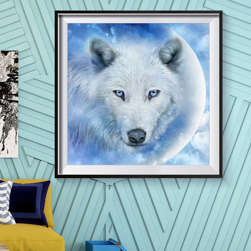 5D Full Round Drill Mosaic Craft Picture DIY Snow Wolf Diamond Painting Poster