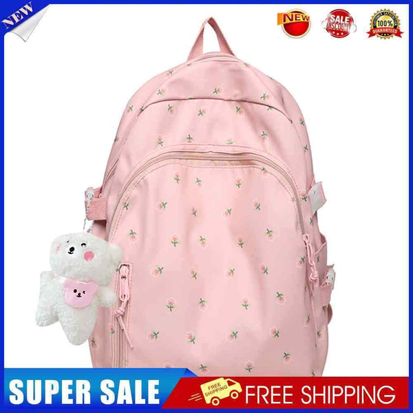 #A Fashion Floral Backpack Nylon Preppy Style Large Capacity Travel School Bags