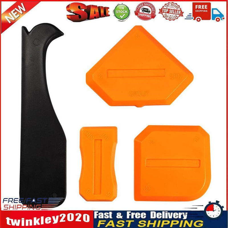 4pcs Smoothing Spatula Sealant Remover Caulking Scraper Grout Kit (Orange) Newly