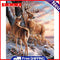 Oil Paint By Numbers Snow Deer Frameless Picture Craft Kit for Home Living Room