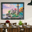 5D DIY Full Round Drill Diamond Painting Beach House Lighthouse Drawing