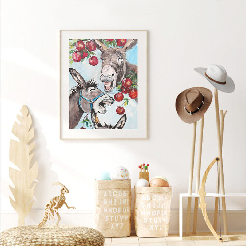 5D Two Donkey Mosaic Diamond Painting Drawing Full Round Drill DIY Art Handcraft