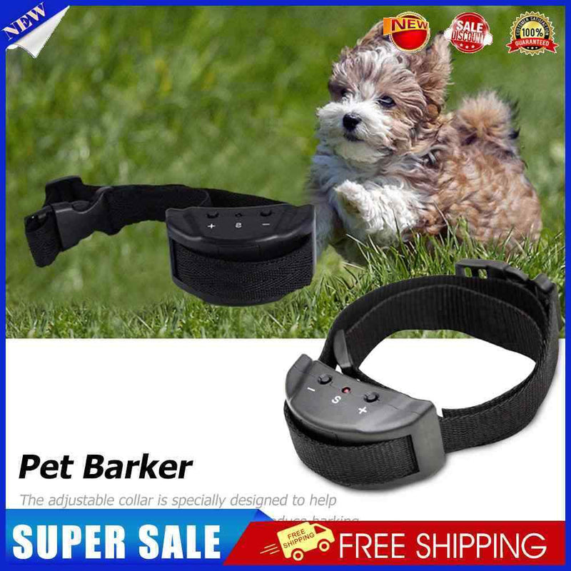 Waterproof Pet Anti Bark Device Ultrasonic Dogs Training Barkproof Collar Black