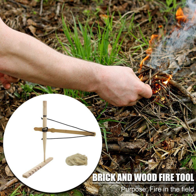 Bow Drill Friction Fire Starter Outdoor Survival Adventure Emergency Gear Props
