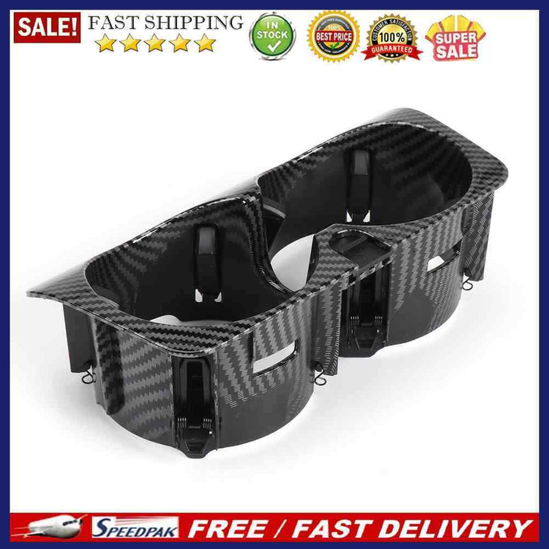 Car Center Console Water Cup Holder for Mercedes W205 (Black Carbon Fibre)