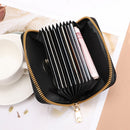 Women PU Leather Crocodile Wallet Business Zipper Holder Handbag (Black)