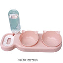 Pet Cat Double Bowl Automatic Feeder Food Drinking Water Fountain (Pink)