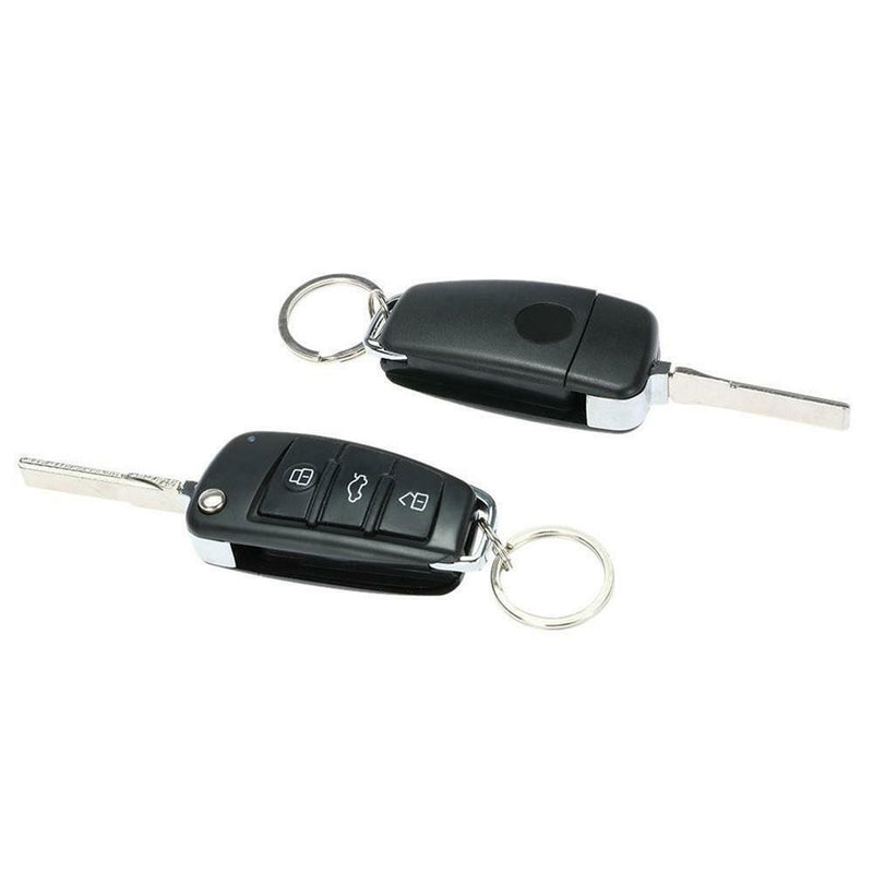 3-button Remote Control Locks Kit Keyless Entry Car Alarm System &2 Flip Key Fob