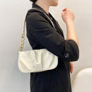 Pleated Chain Pure Color Shoulder Underarm Bag Casual Women Small Handbag Purse