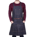Unisex Pocket Antifouling Denim Cloth Work Apron Cafe Kitchen Cooking Bibs Newly