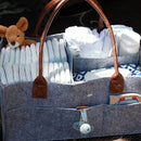 Baby Felt Storage Nursery Basket with Handle Large Pocket (Leather)