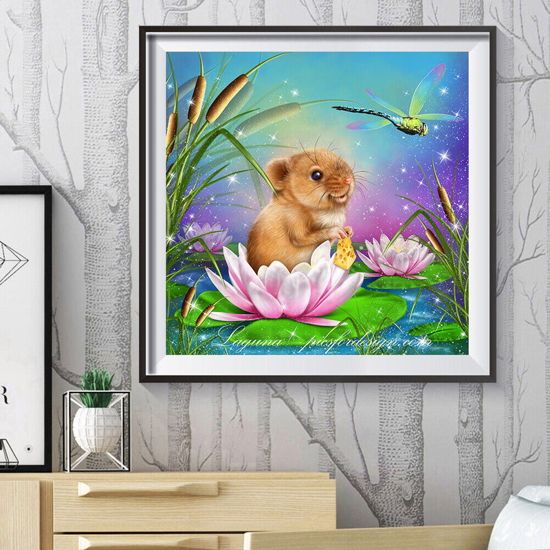 5D DIY Diamond Painting Mouse Dragonfly Full Round Drill Embroidery Craft Newly