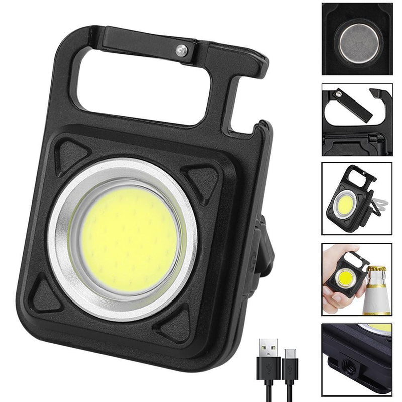 COB Flashlight Portable Magnet Repair Working Lamp Mini Key Light (Black)