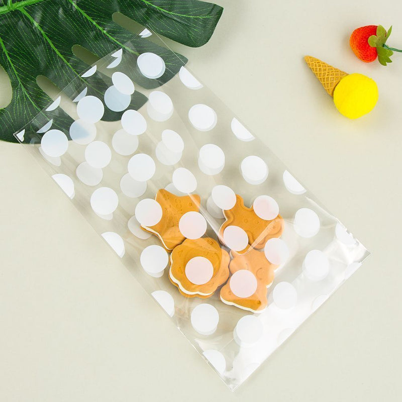 White Candy Gift Party Cookie Package Bake Wrapping Cellophane Bag Dot Stripe