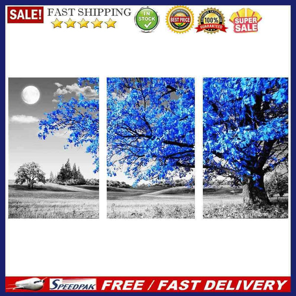 Canvas Paint By Numbers Blue Tree Oil Hand Painted Drawing Kit Home Decoration