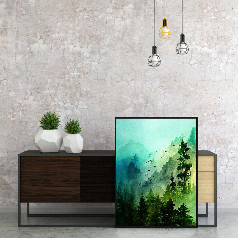Frameless Oil Paint By Numbers Mountain Forest DIY Canvas Picture Craft Kit