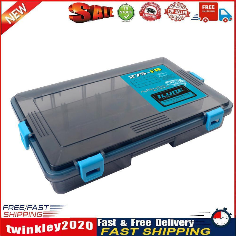 Double Sided Fish Hook Lures Bait Storage Box Fishing Tackle Case (Blue) Newly