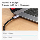 20Gbps 8K 60Hz PD 100W Type-C Mobile Phone Cable USB3.2 Laptop Wires (1.5m)