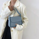 Retro Women Solid Color Underam Shoulder Bag Ladies PU Leather Square Flap Purse