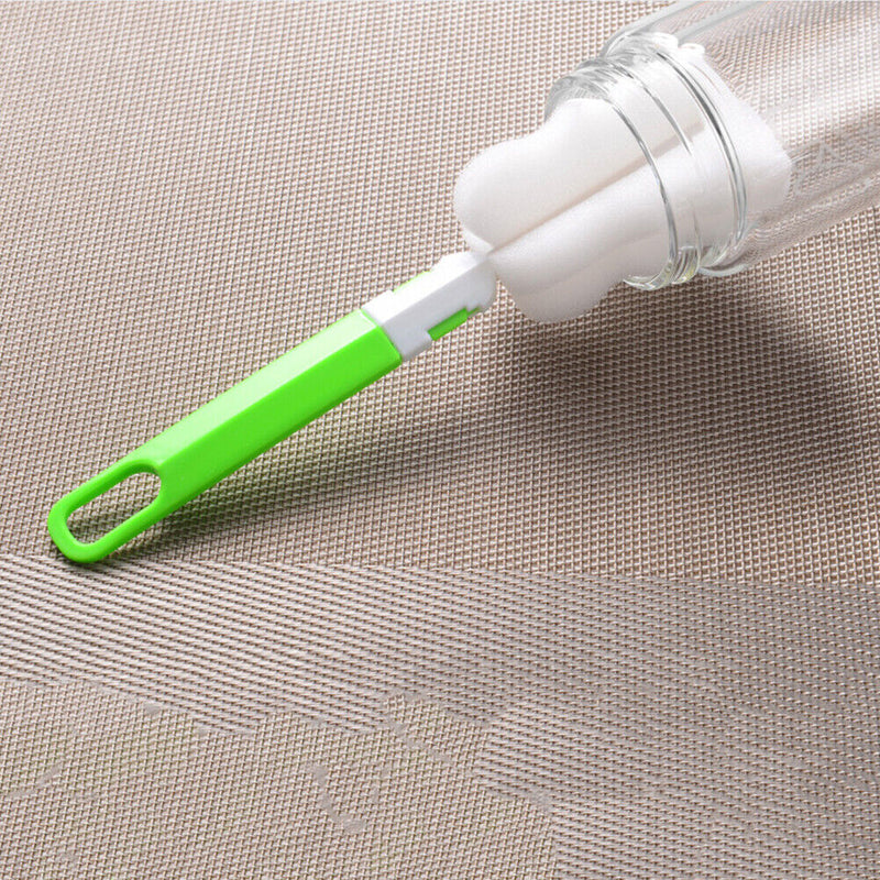 Sponge Long Handle Cup Brush Baby Glass Bottle Kitchen Cleaner Tool (Green)