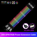 PSU Extension Cable Addressable RGB ARGB PCIe GPU Triple 8-Pin 6+2Pin Cord
